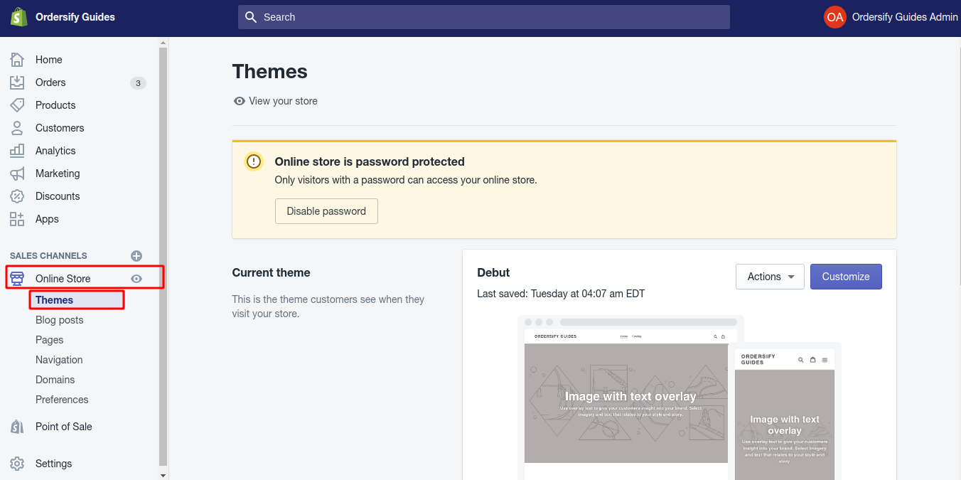 Step 1. Open Themes section