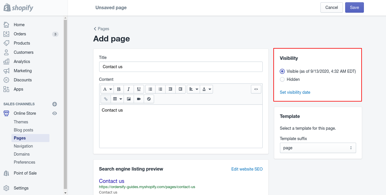 Step 4: Set up Visibility