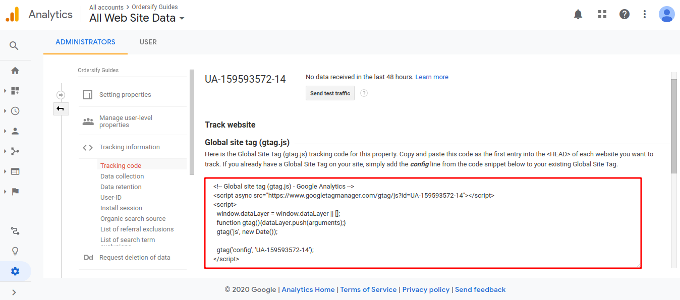 Step 6. Get the global site tag