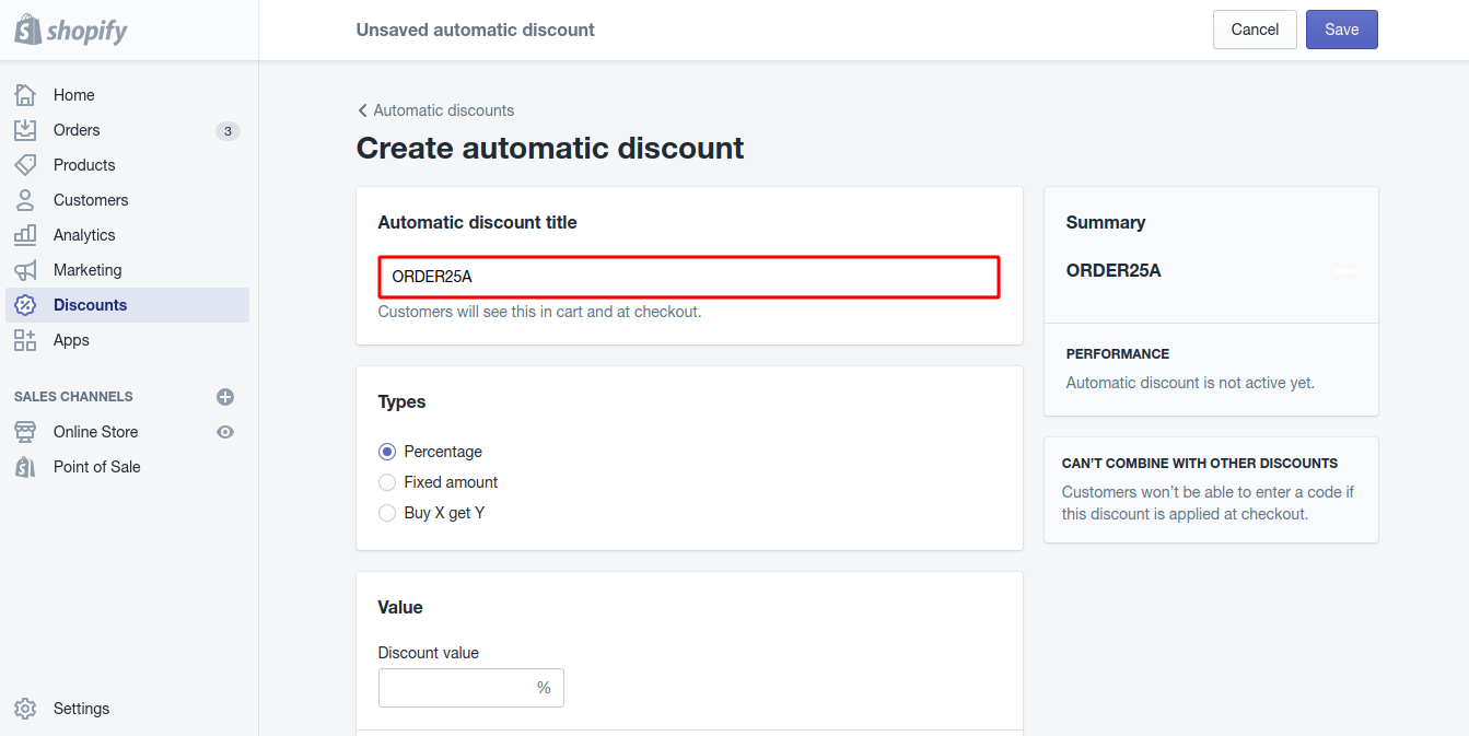 Step 4. Set up Automatic discount code
