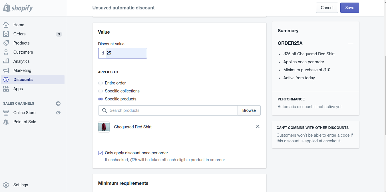 Step 4. Set up Automatic discount code